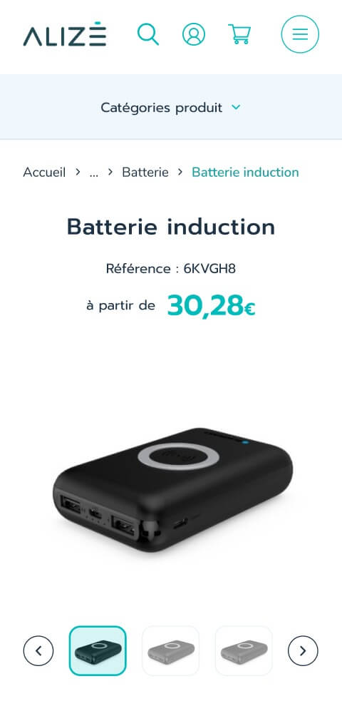 Image d'une fiche produit d'une batterie induction personnalisable