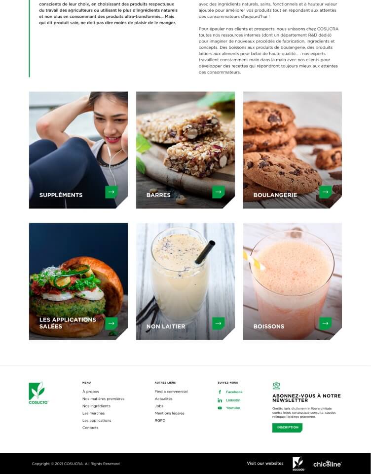 Capture d'écran du site Cosucra