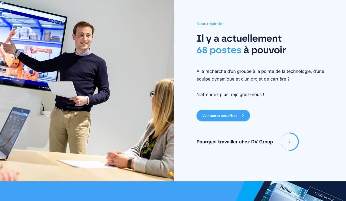 Capture d'écran du site internet DV Group