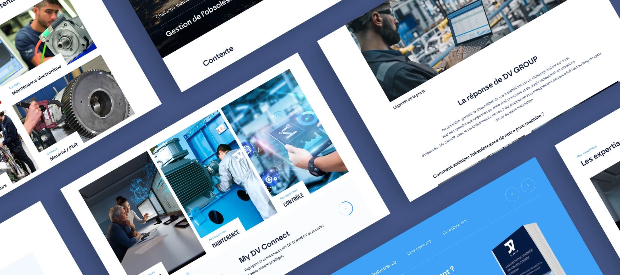 Capture d'écran des maquettes du site internet DV Group