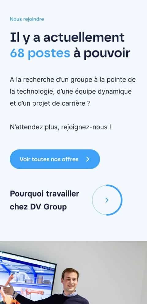 Capture d'écran du site internet DV Group