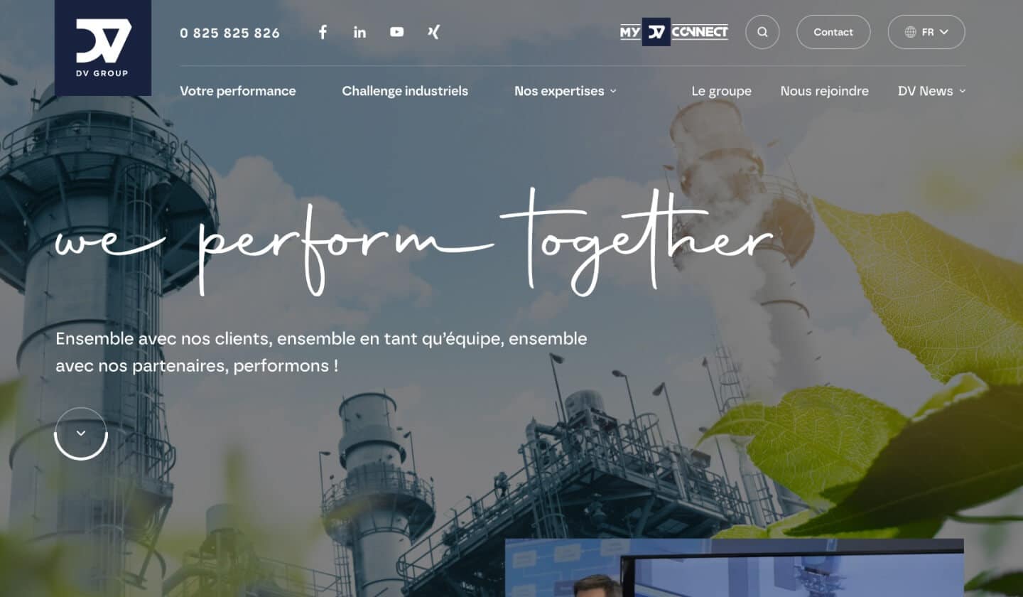 Capture d'écran du site internet DV Group