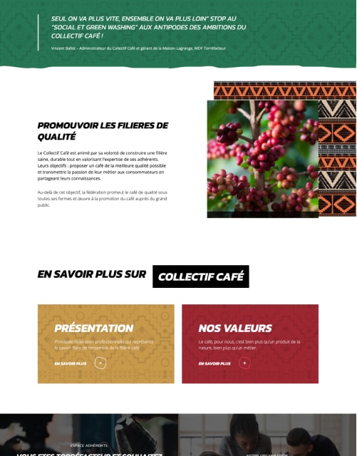 Capture d'écran du site Collectif Café