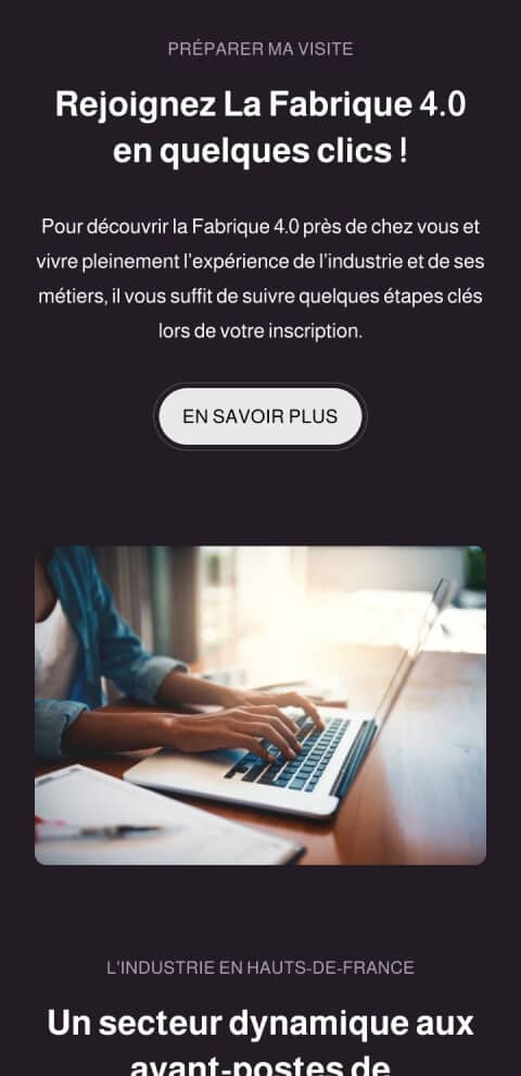 Capture d'écran du site internet La Fabrique 4.0