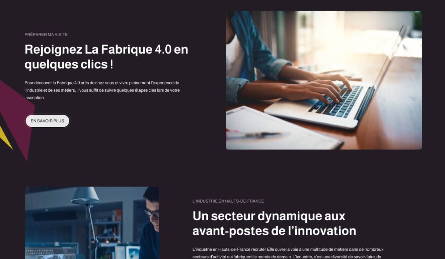 Capture d'écran du site internet La Fabrique 4.0