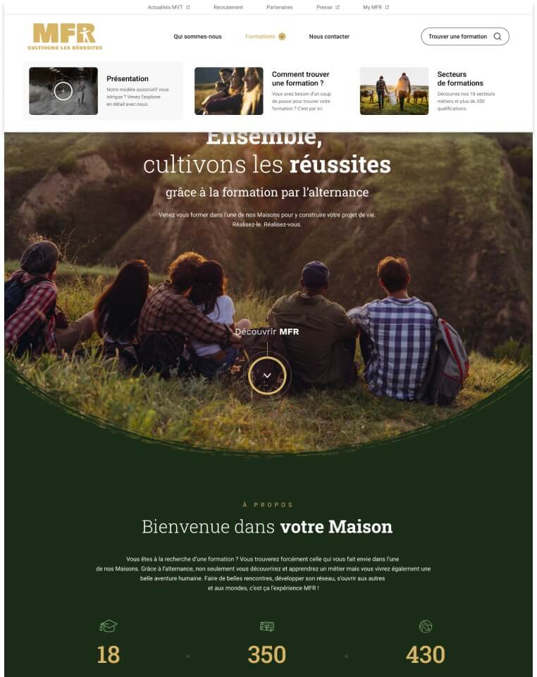 Capture d'écran du site internet MFR