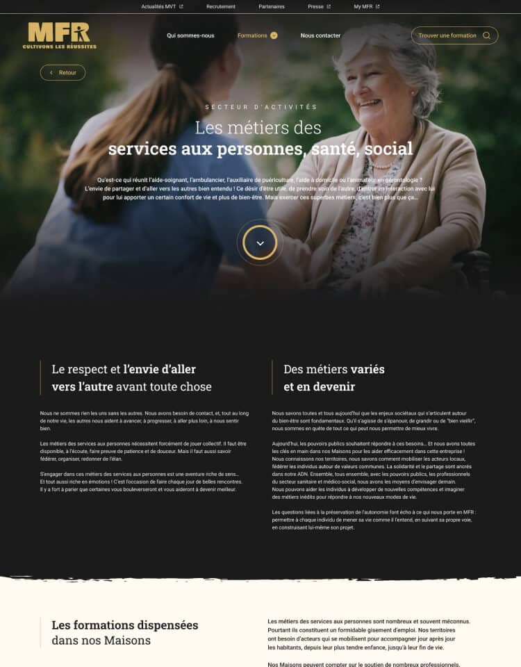 Capture d'écran du site internet MFR