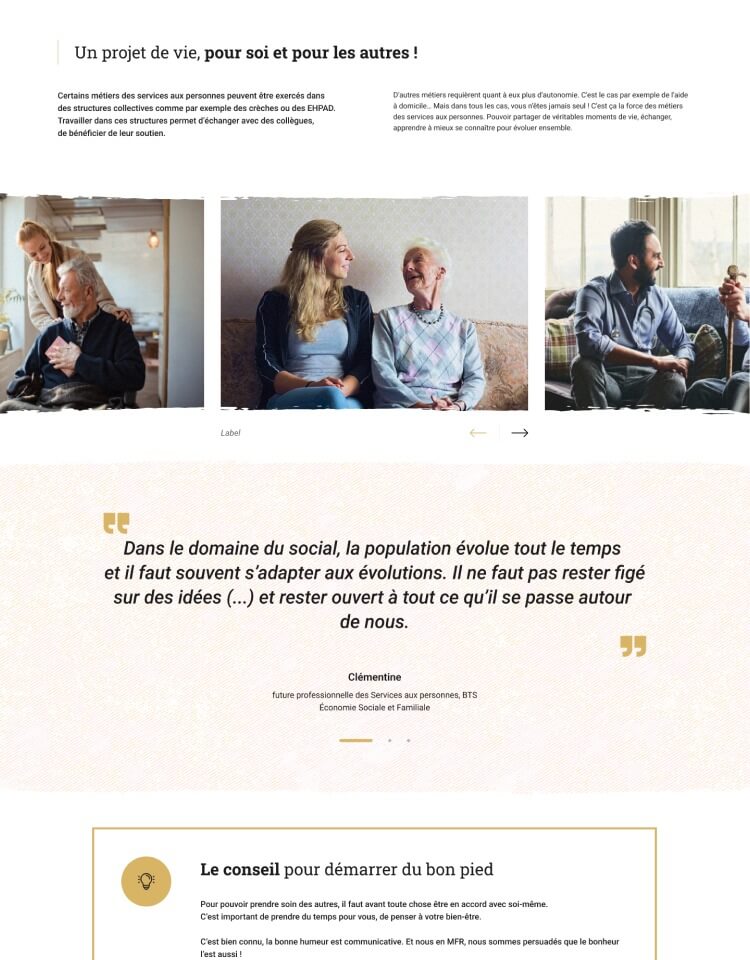 Capture d'écran du site internet MFR