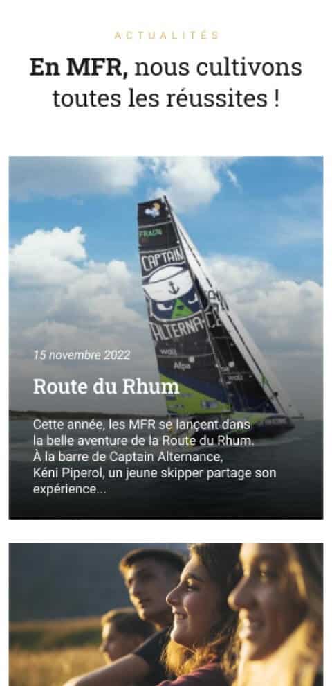 Capture d'écran du site internet MFR