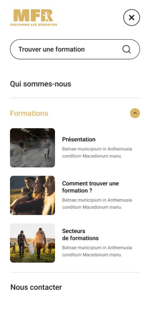 Capture d'écran du site internet MFR
