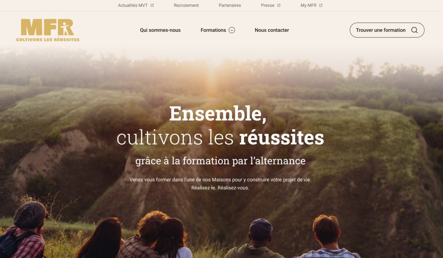 Capture d'écran de la Homepage du site MFR