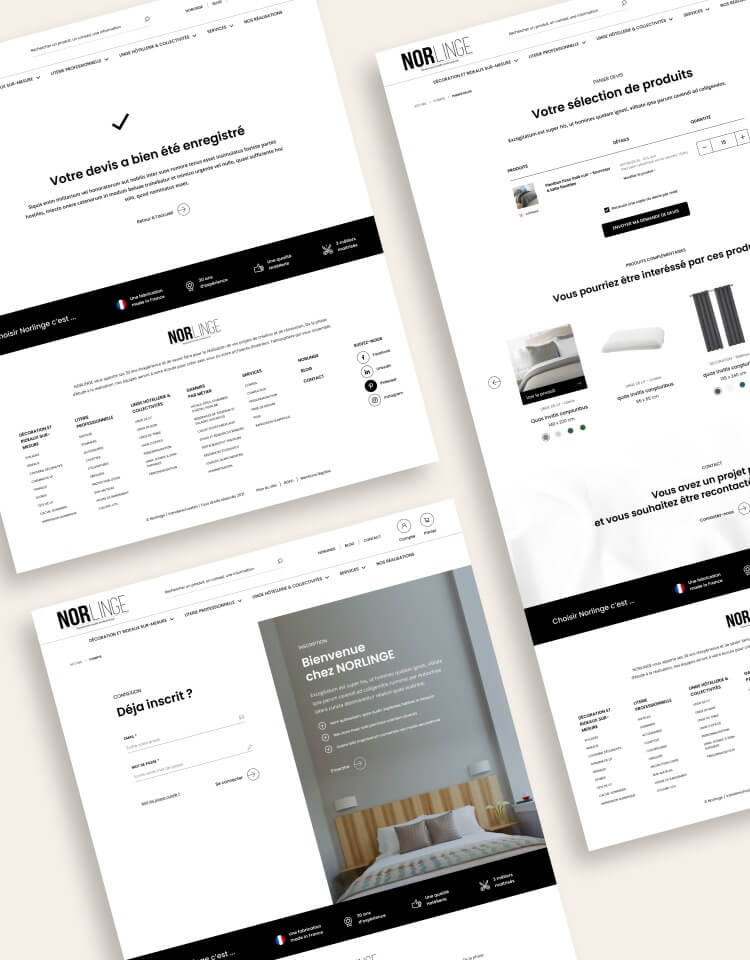 Maquette UX/UI du site internet Norlinge