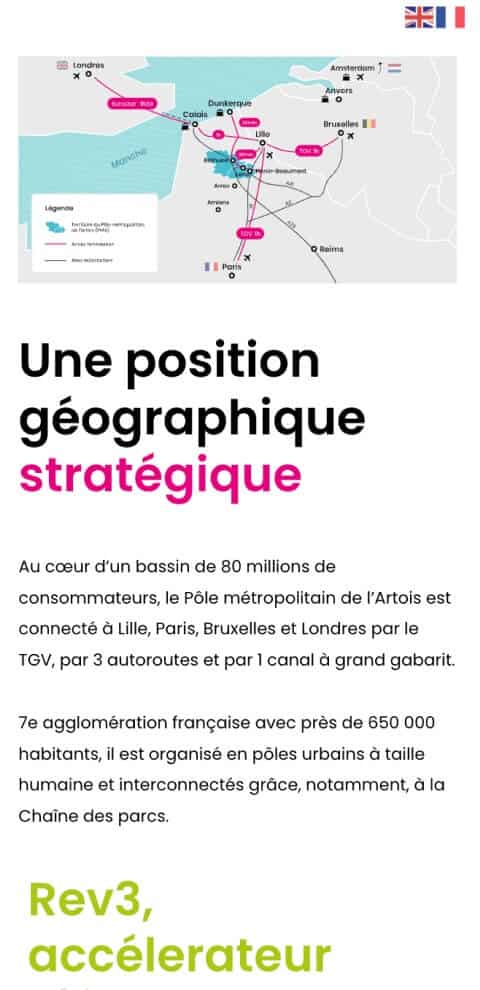 Capture d'écran du site internet Invest in Artois