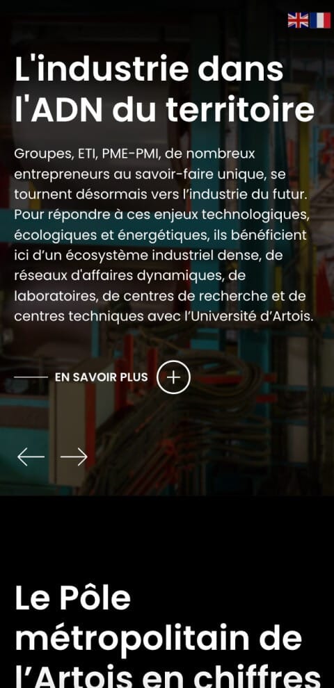 Capture d'écran du site internet Invest in Artois