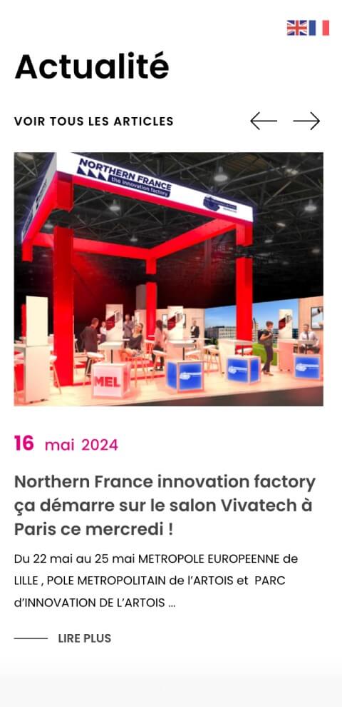 Capture d'écran du site internet Invest in Artois