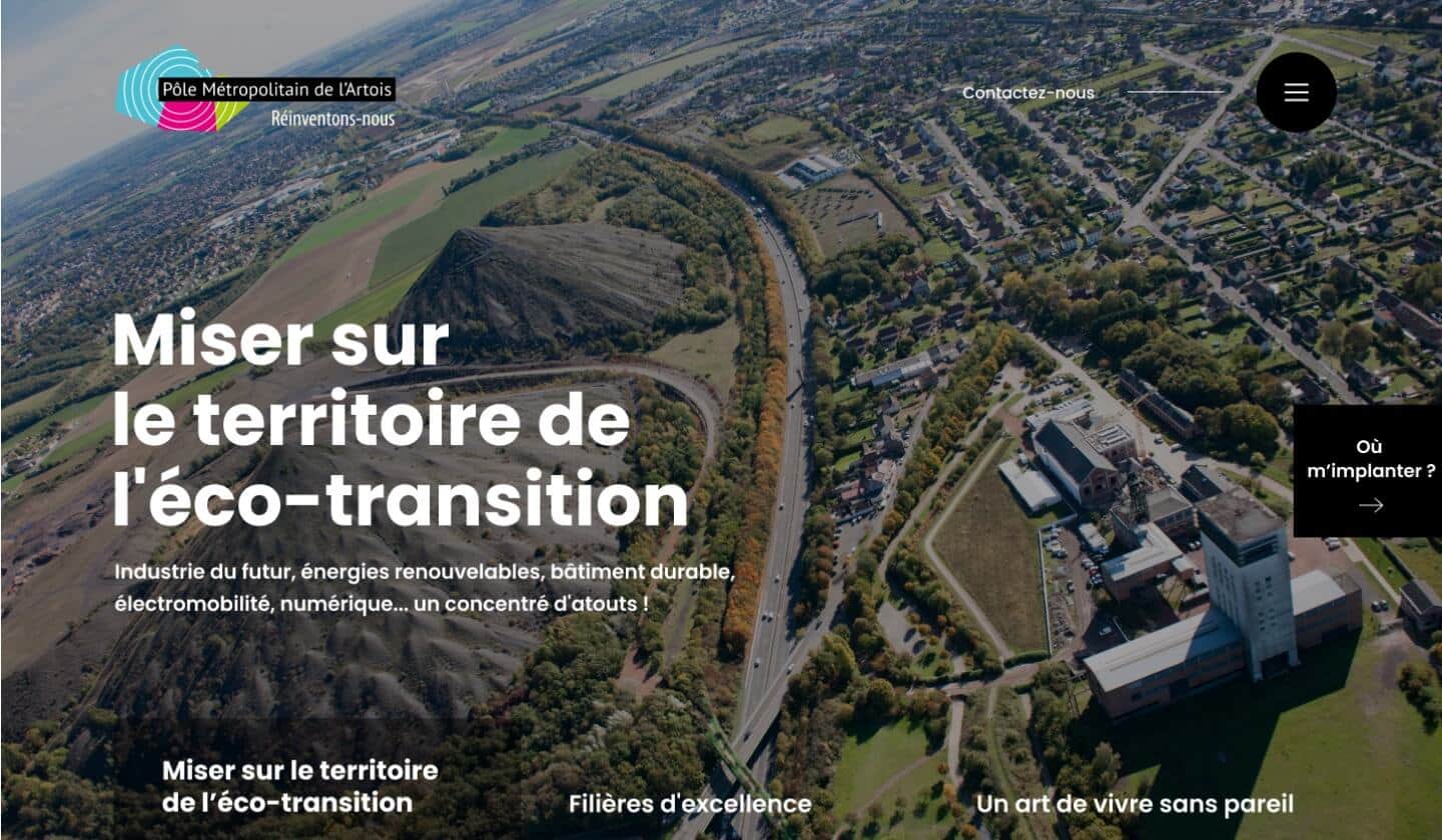 Capture d'écran du site internet Invest in Artois