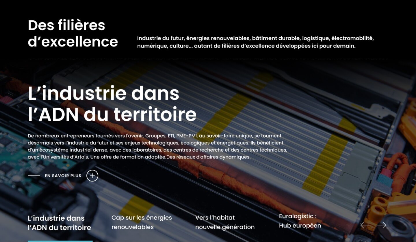 Capture d'écran du site internet Invest in Artois