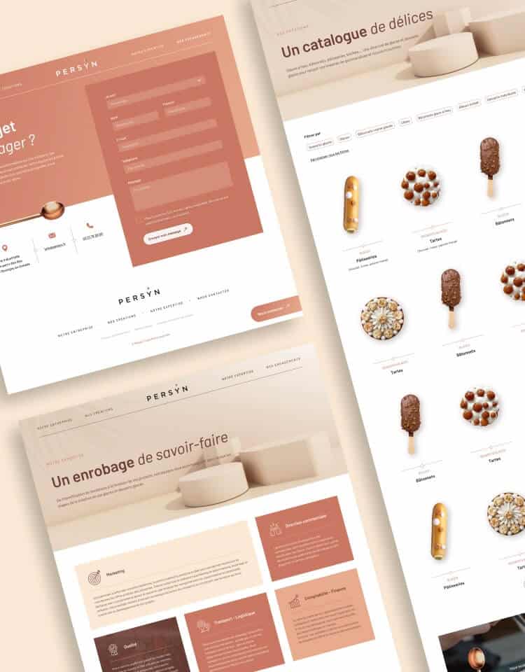 Capture d'écran de maquettes du site internet Persyn