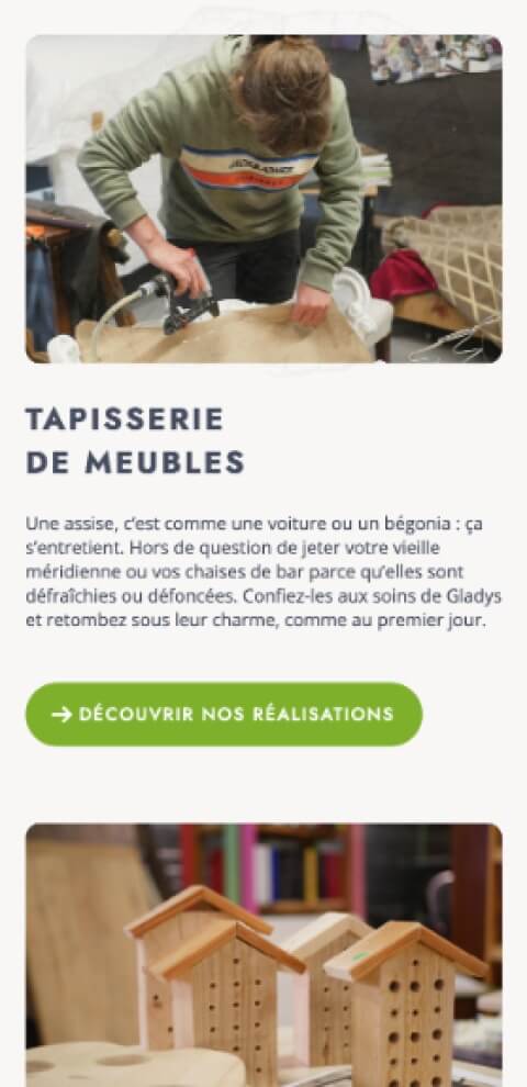 Capture d'écran du site internet Seve Mobilier