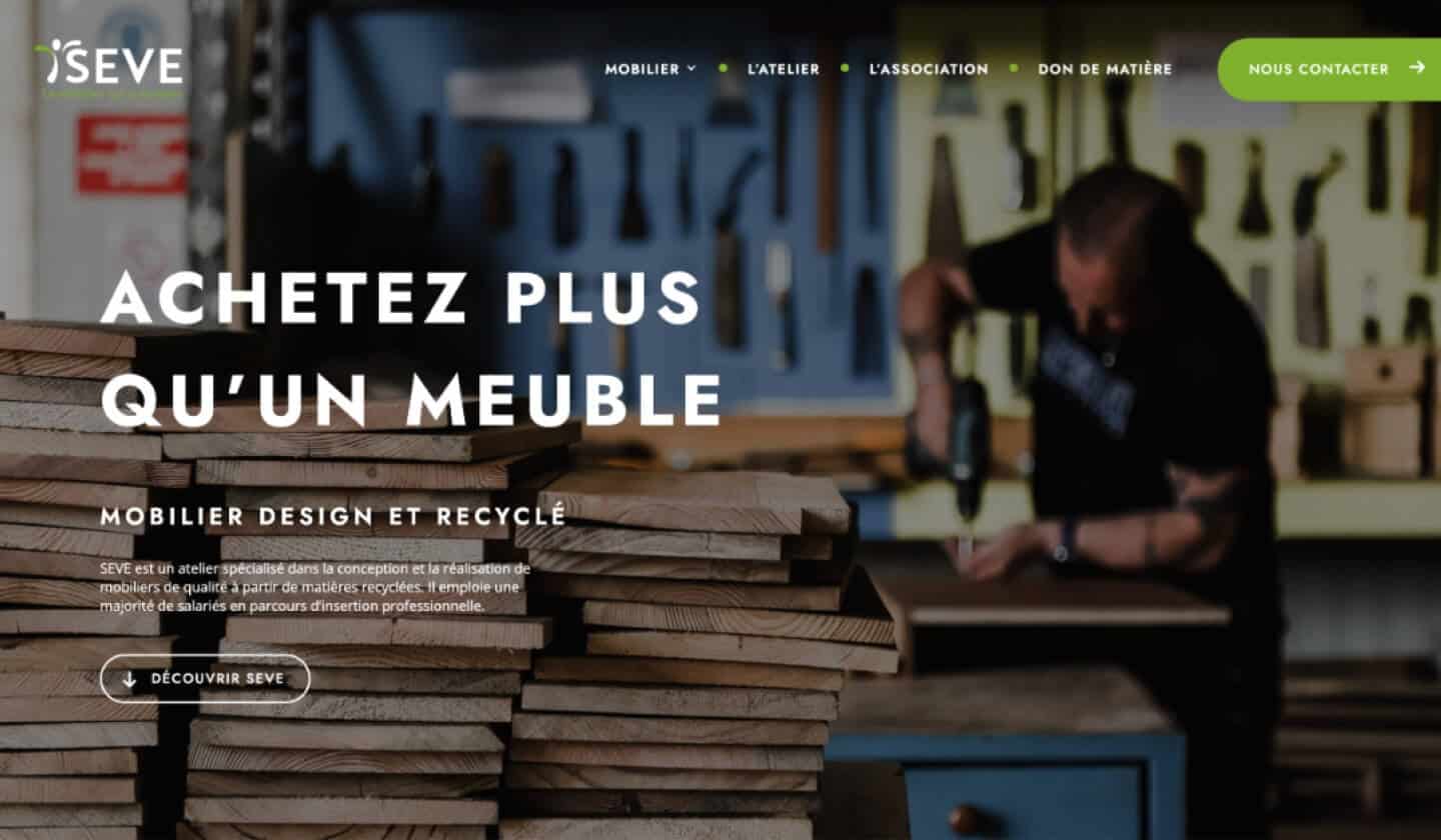 Capture d'écran du site internet Seve Mobilier
