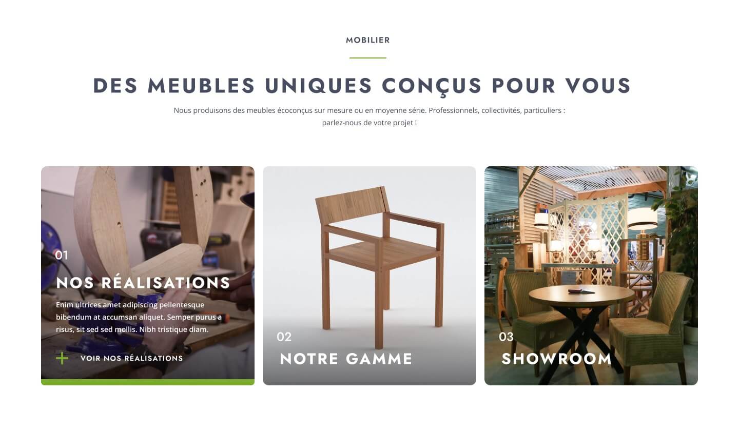 Capture d'écran du site internet Seve Mobilier