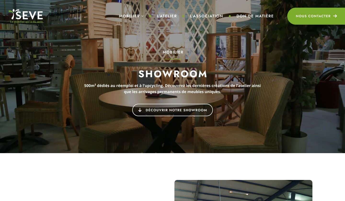 Capture d'écran du site internet Seve Mobilier