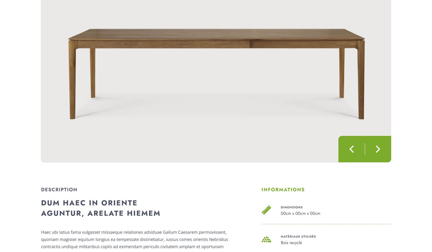 Capture d'écran du site internet Seve Mobilier