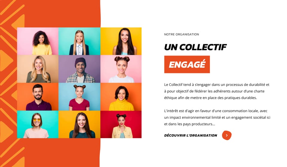 Capture d'écran du site Collectif Café, photos de personnes de différentes ethnies souriant à la caméra