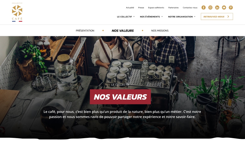 Capture d'écran du site Collectif Café