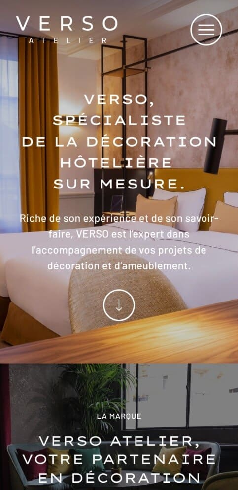 Capture d'écran du site internet Verso Atelier