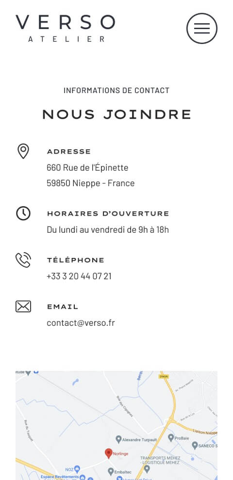 Capture d'écran du site internet Verso Atelier