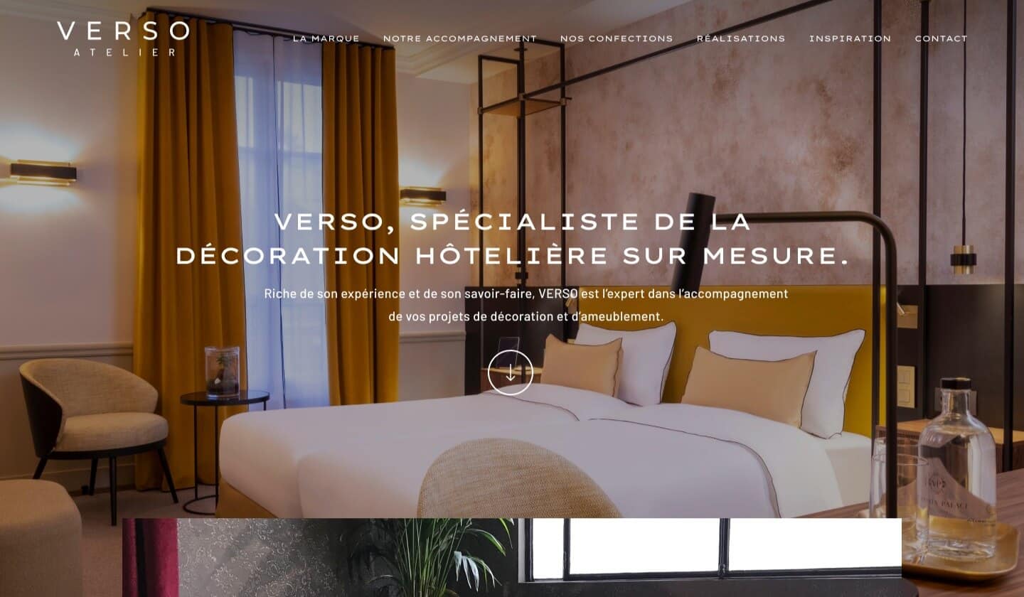 Capture d'écran du site internet Verso Atelier