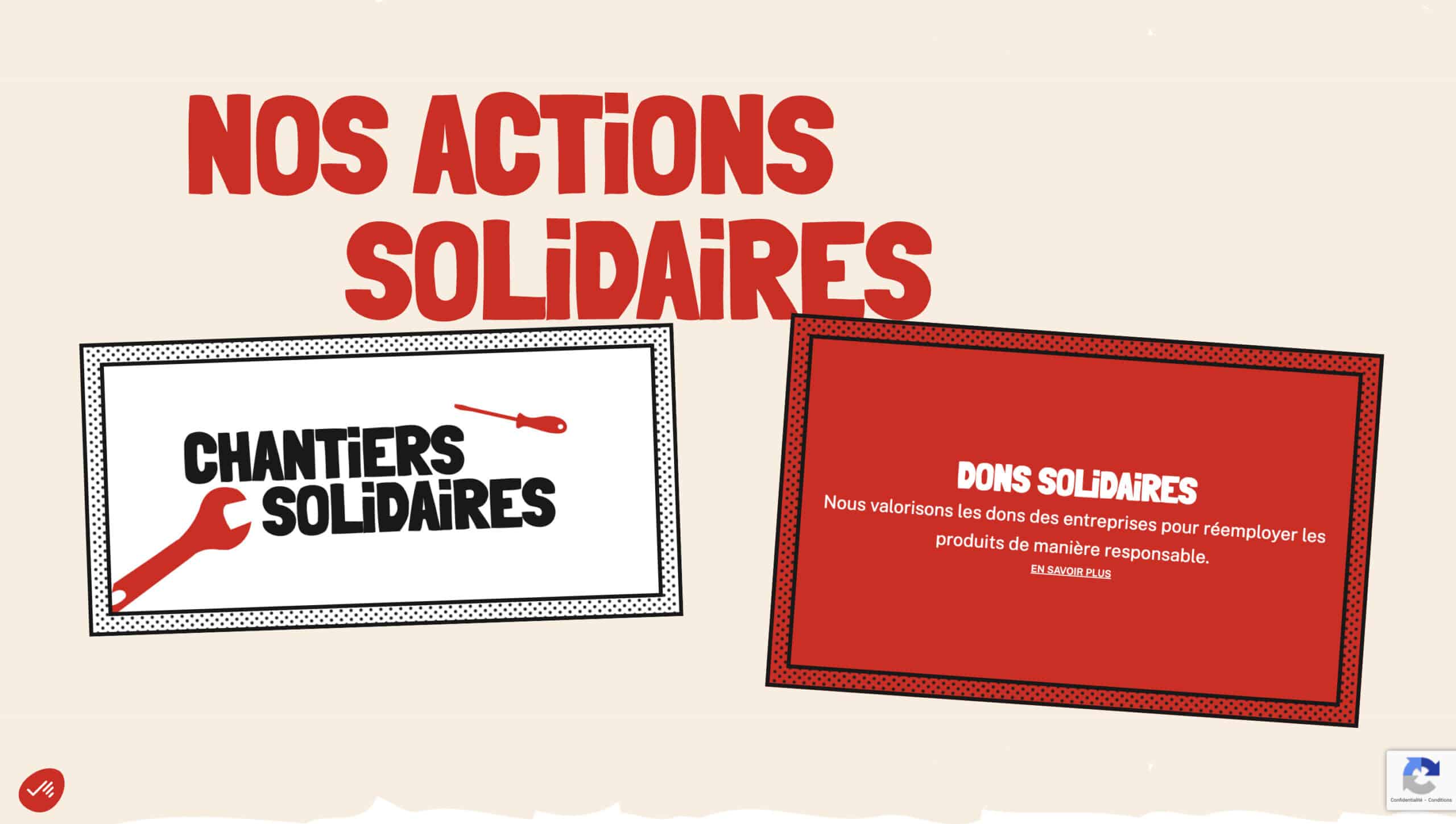 page du site Brico du Coeur présentant les chantiers solidaires