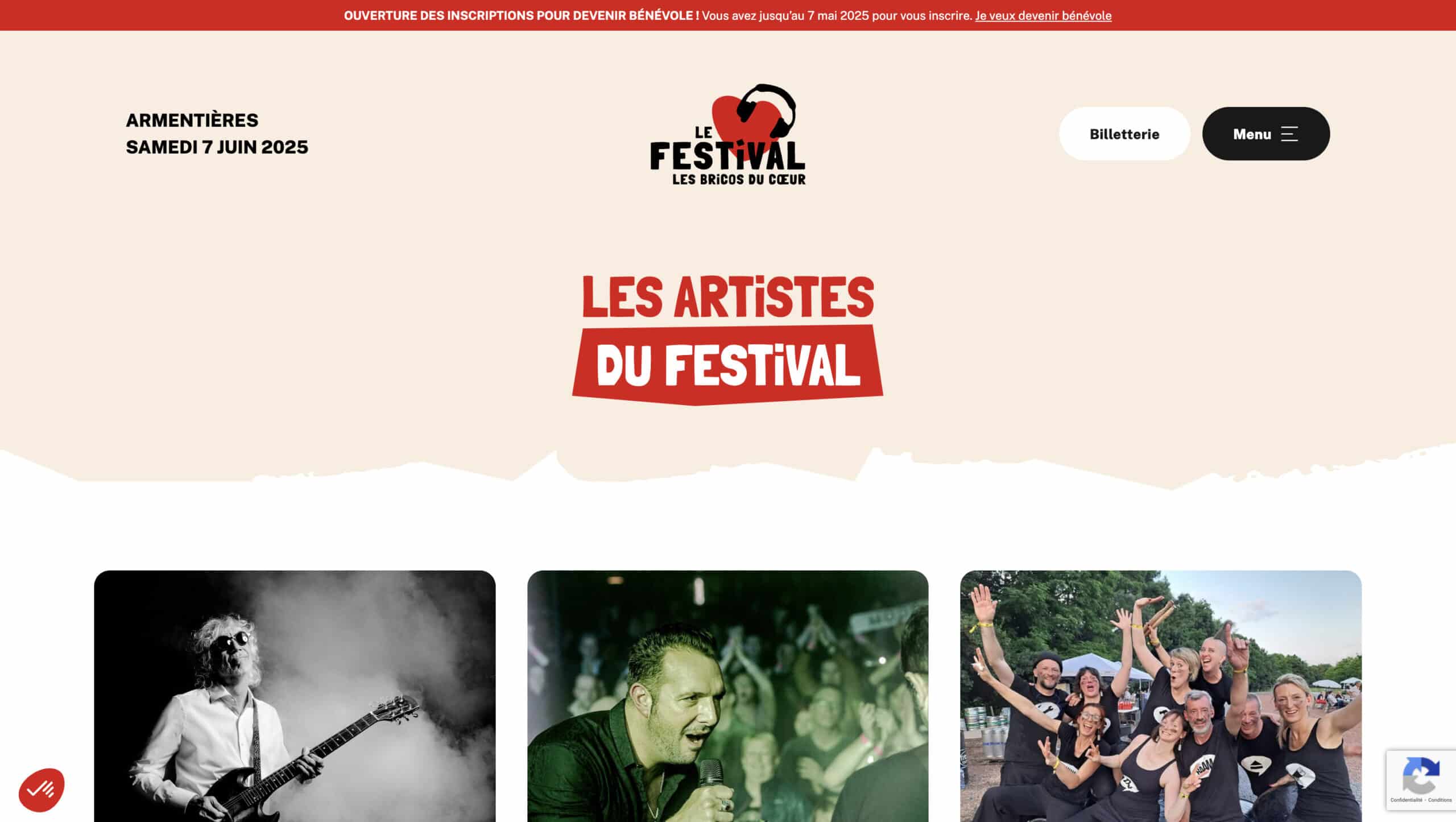 Capture écran du site internet Bricos du Coeur Festival