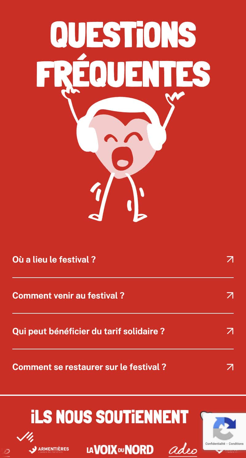 Capture d'écran du site internet Bricos du Coeur Festival