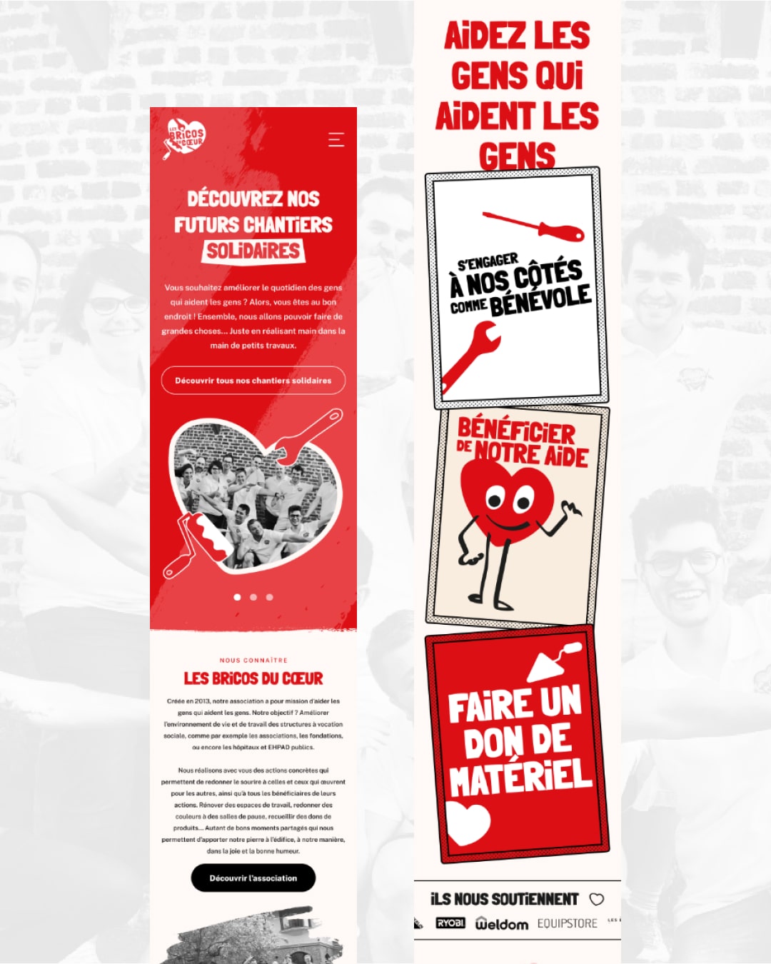 Mockups d'un page du site internet Brico du coeur