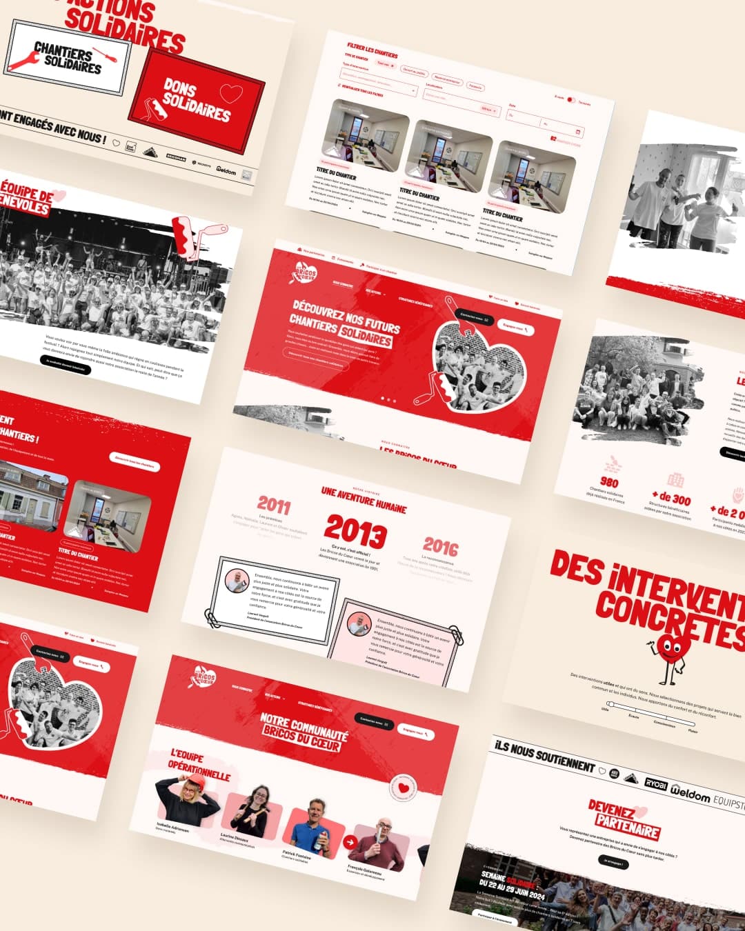 Visuels du site internet Brico du Coeur