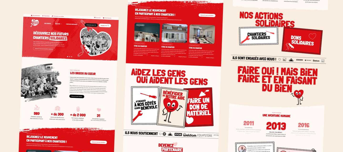 Mockup de page du site internet Brico du coeur